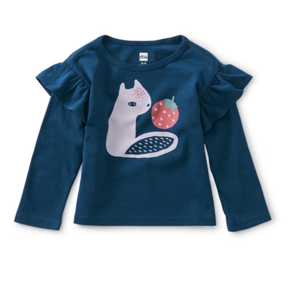 NEW Tea Collection Baby Girls Ekorre Baby Ruffle Tee Size 3-6 Months NWT